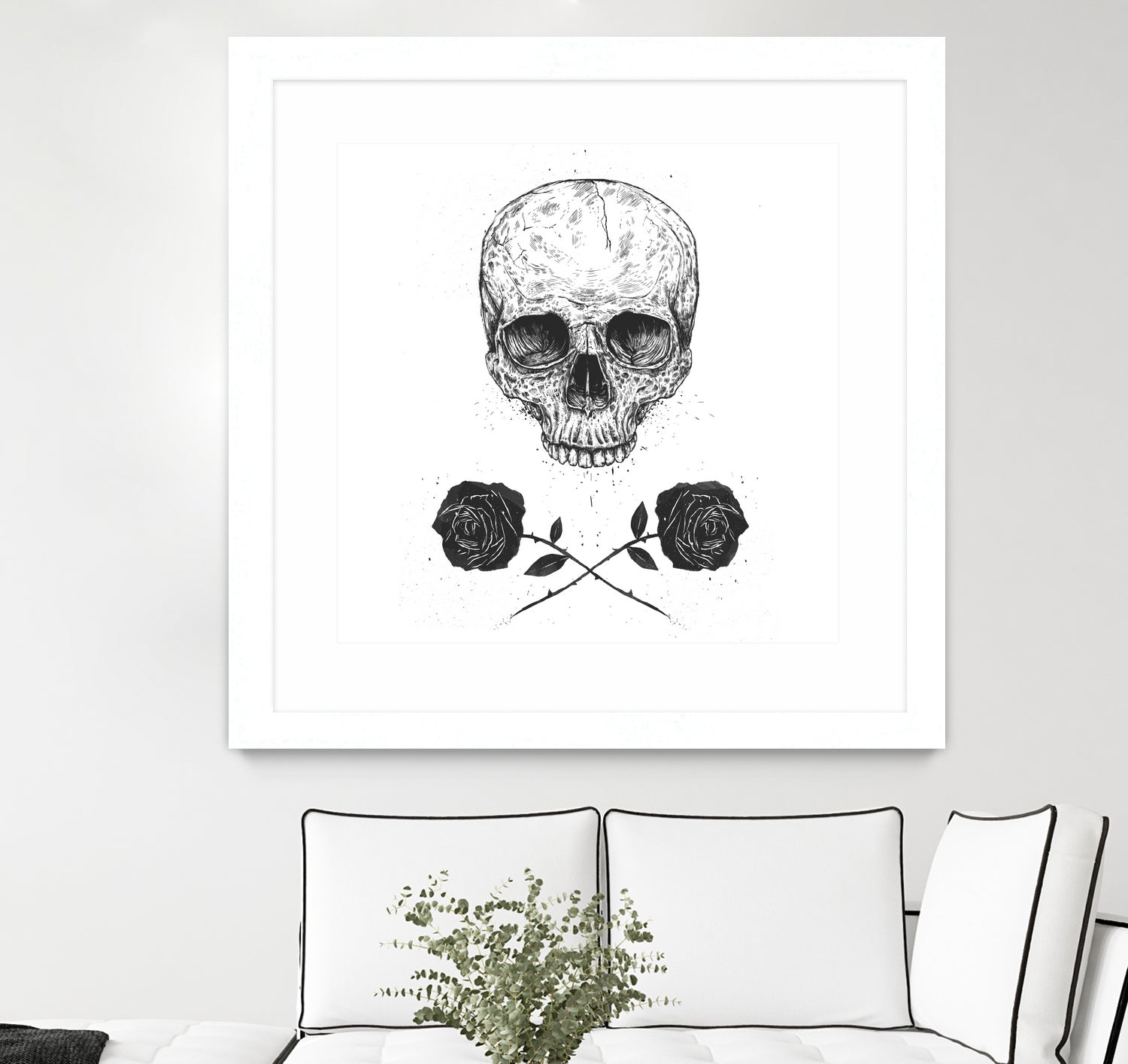 Skull N' Roses by Solti Balázs on GIANT ART - white digital drawing