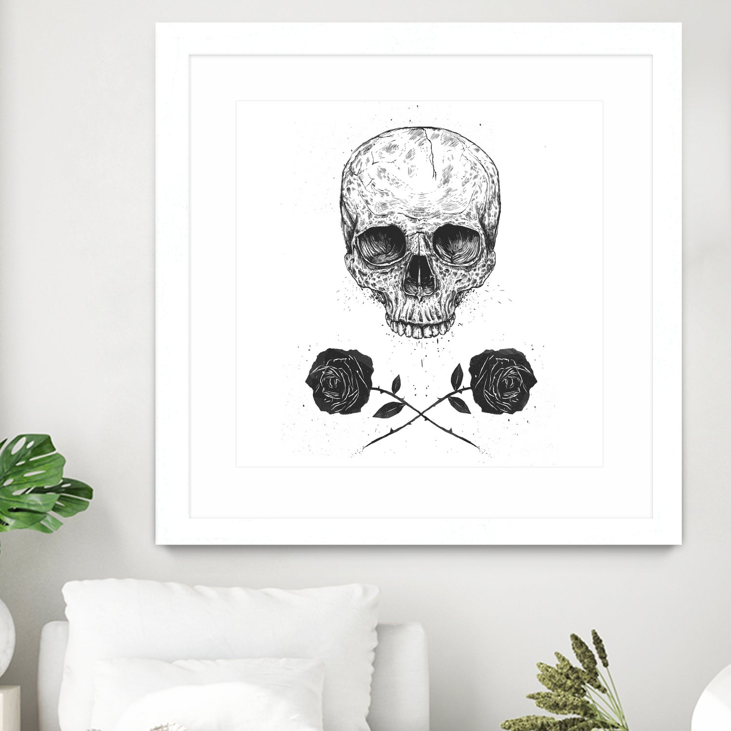 Skull N' Roses by Solti Balázs on GIANT ART - white digital drawing