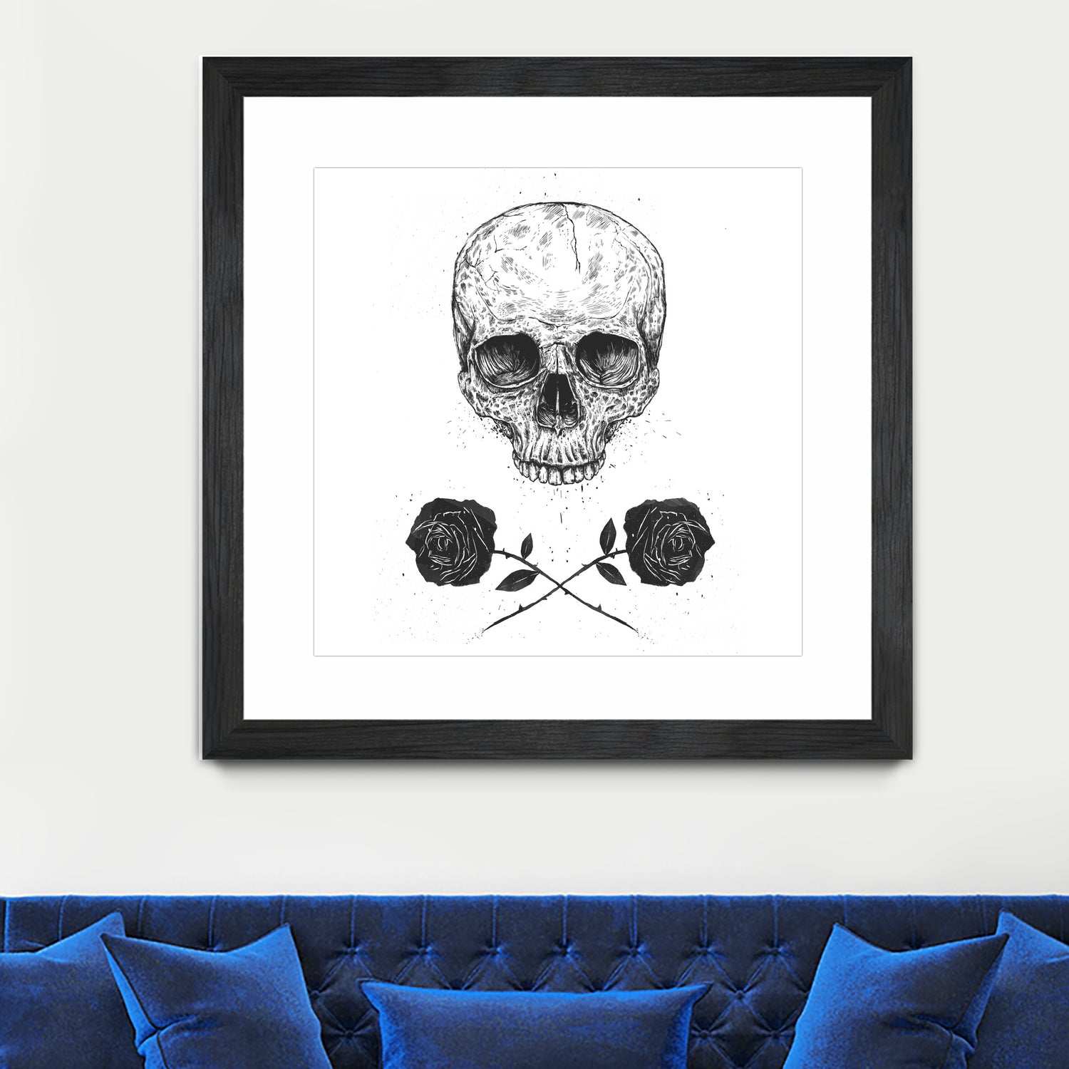 Skull N' Roses by Solti Balázs on GIANT ART - white digital drawing