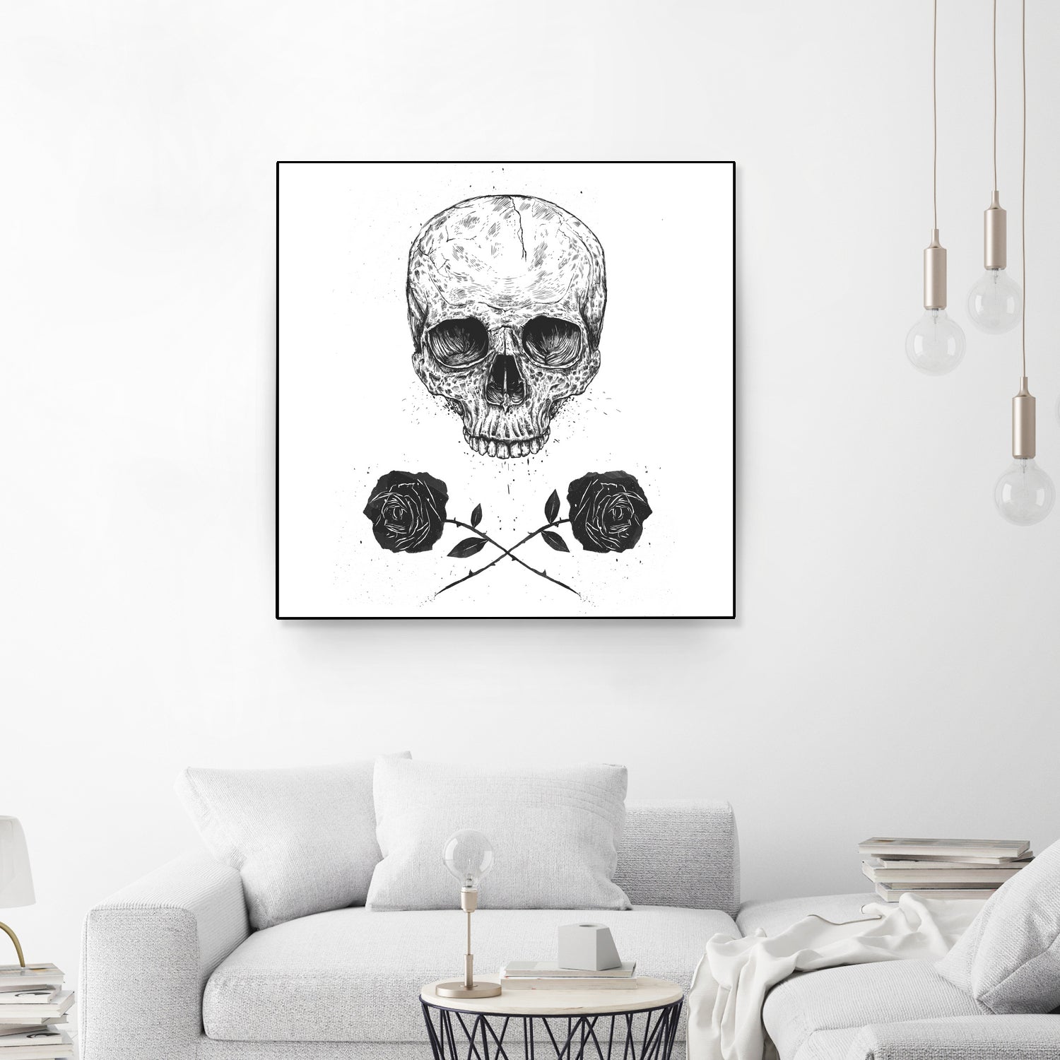 Skull N' Roses by Solti Balázs on GIANT ART - white digital drawing