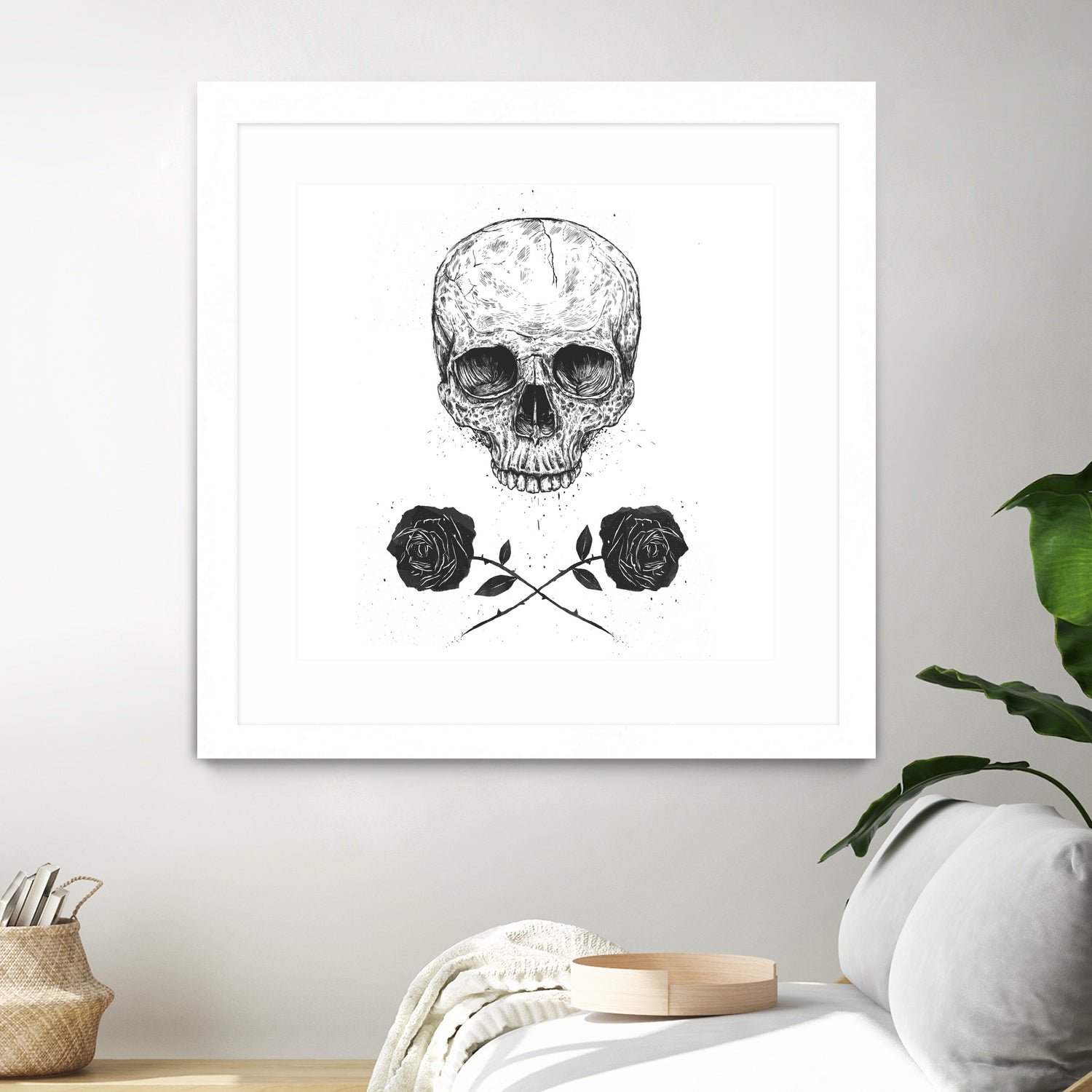 Skull N' Roses by Solti Balázs on GIANT ART - white digital drawing