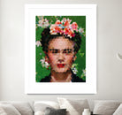 Frida kahlo Geometric by Vitor Costa on GIANT ART - green digital painting