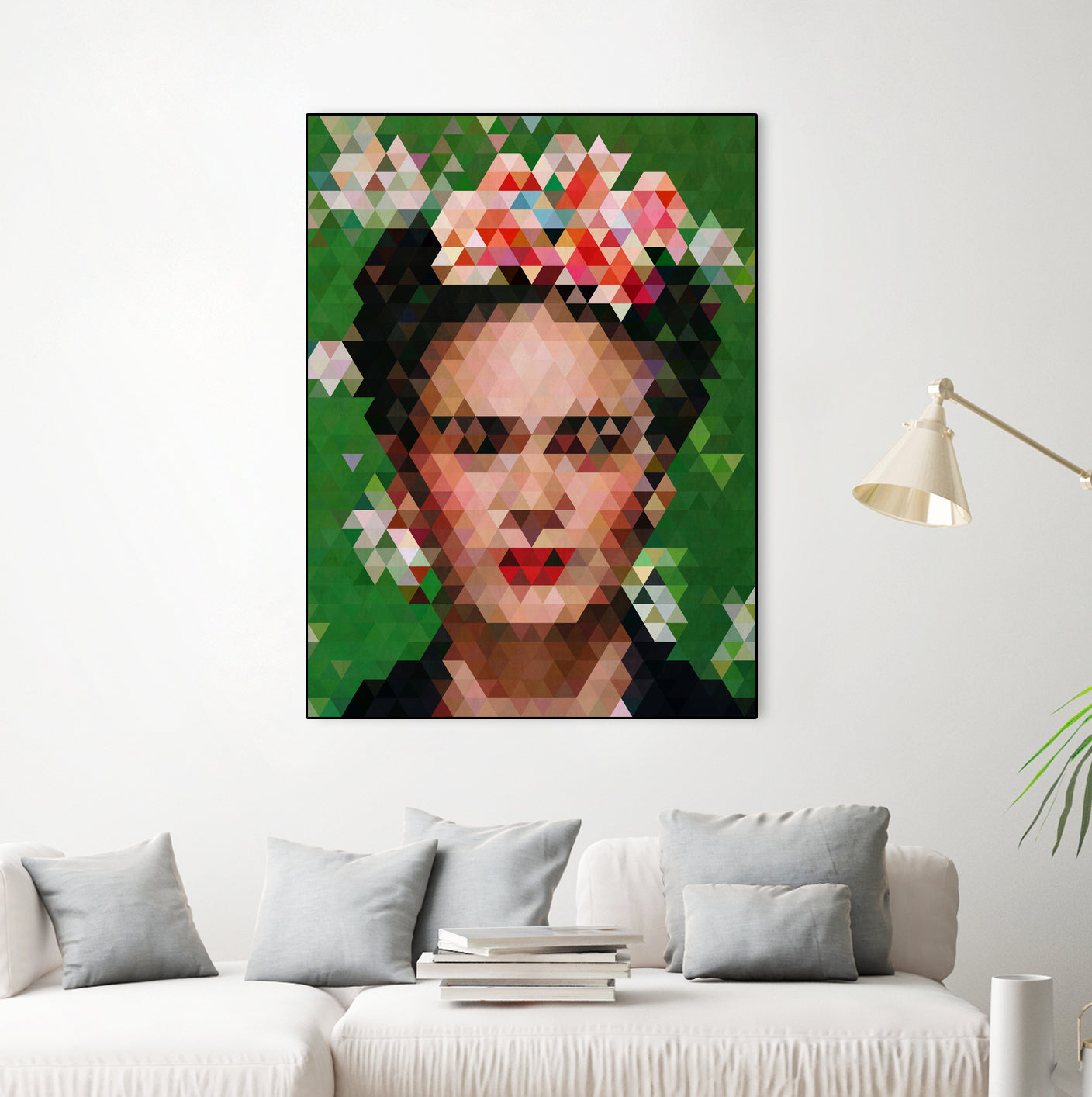 Frida kahlo Geometric by Vitor Costa on GIANT ART - green digital painting