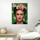 Frida kahlo Geometric by Vitor Costa on GIANT ART - green digital painting