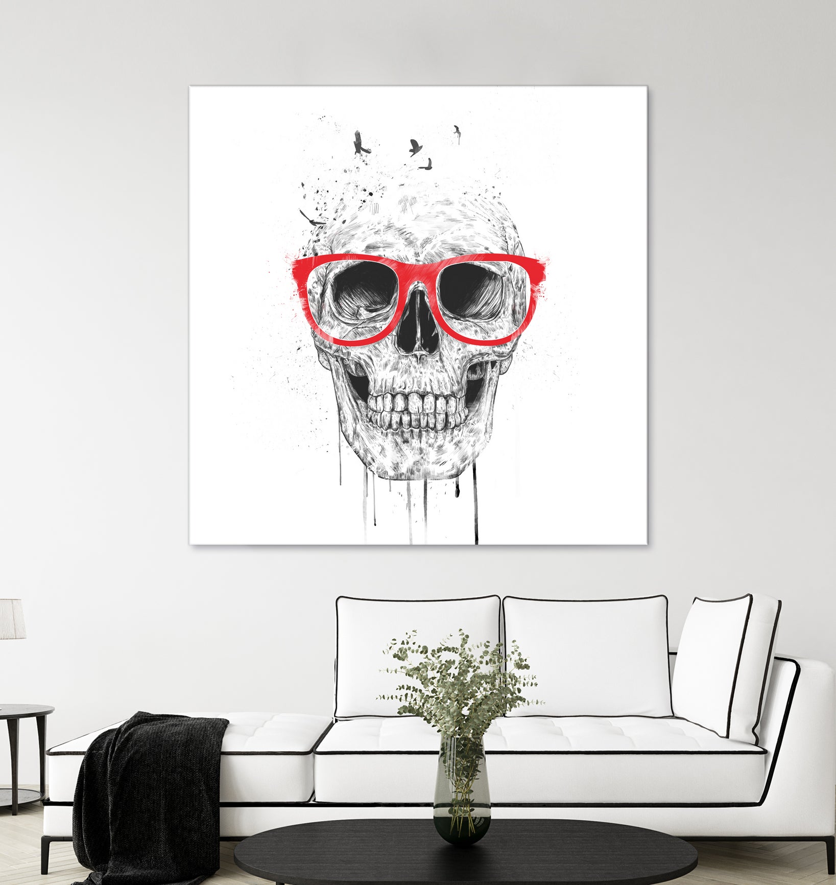 Skull with red glasses by Solti Balázs on GIANT ART - white digital painting