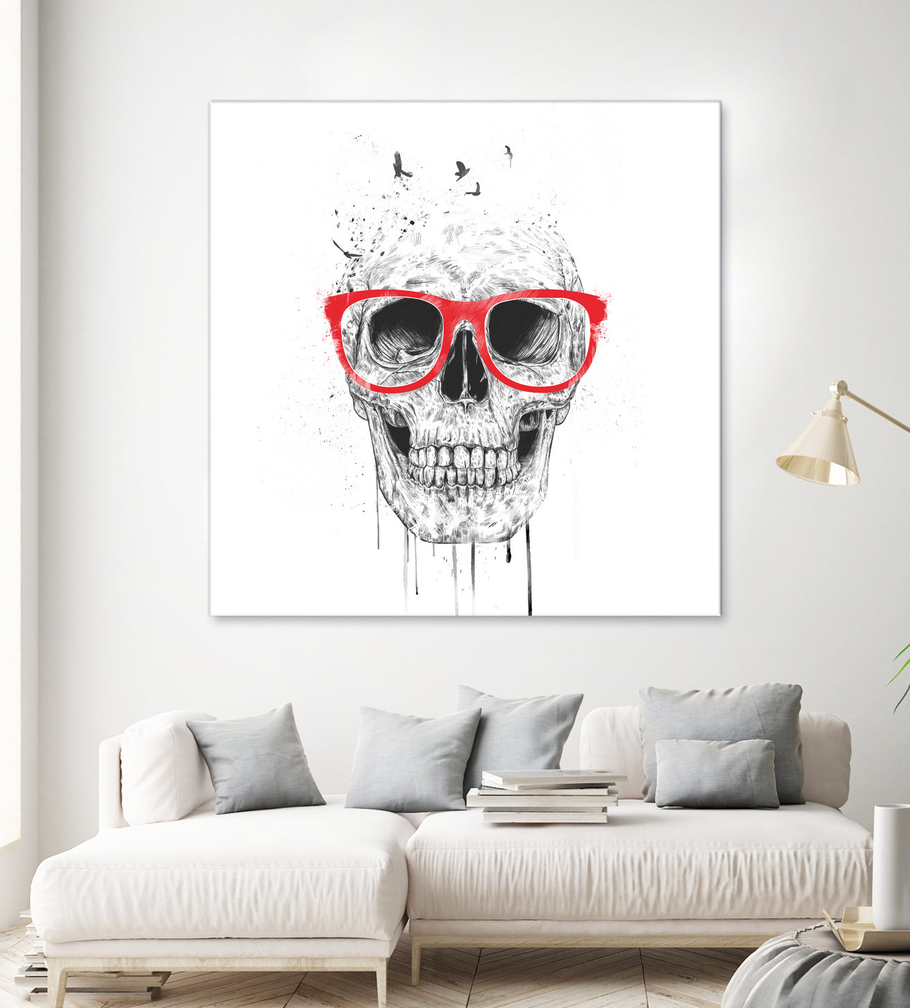 Skull with red glasses by Solti Balázs on GIANT ART - white digital painting