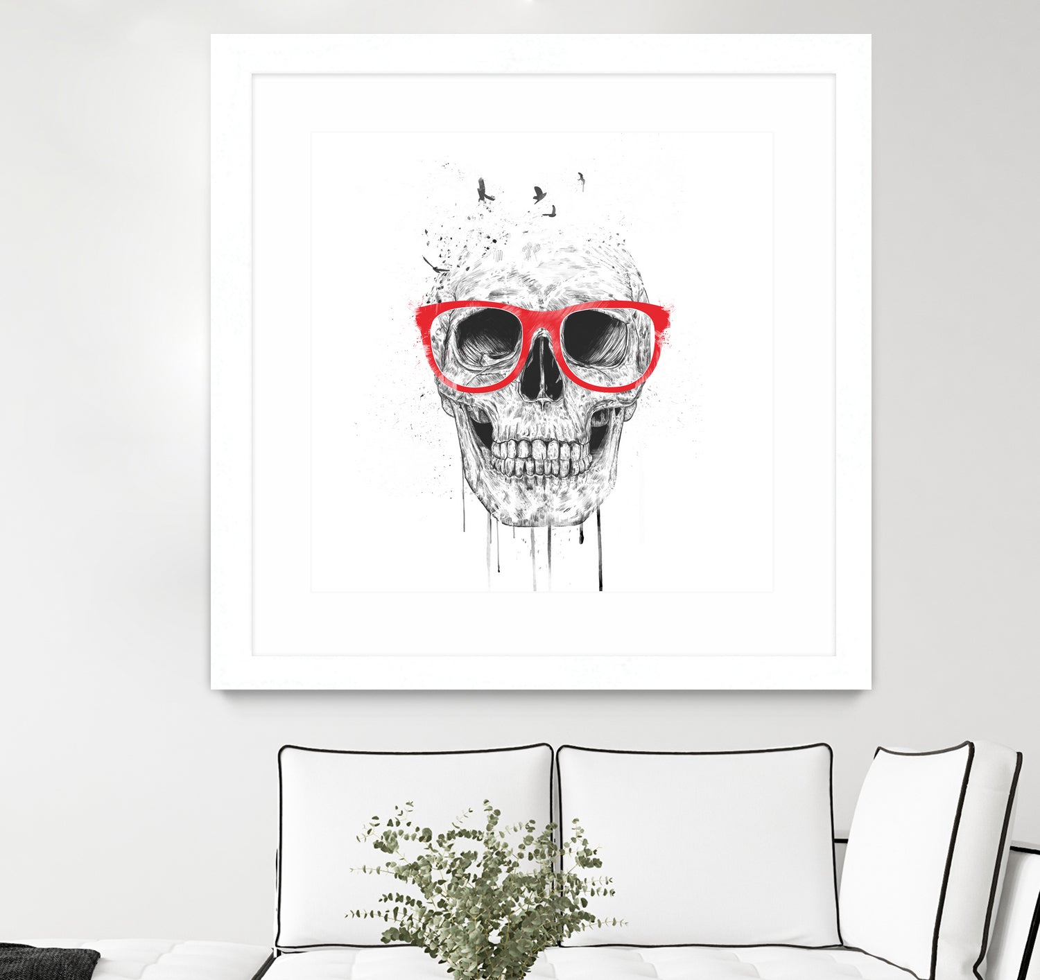 Skull with red glasses by Solti Balázs on GIANT ART - white digital painting