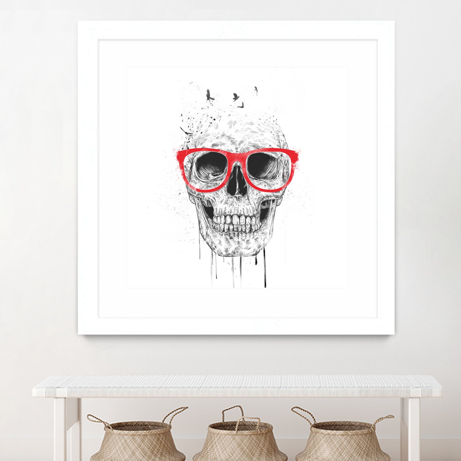 Skull with red glasses by Solti Balázs on GIANT ART - white digital painting