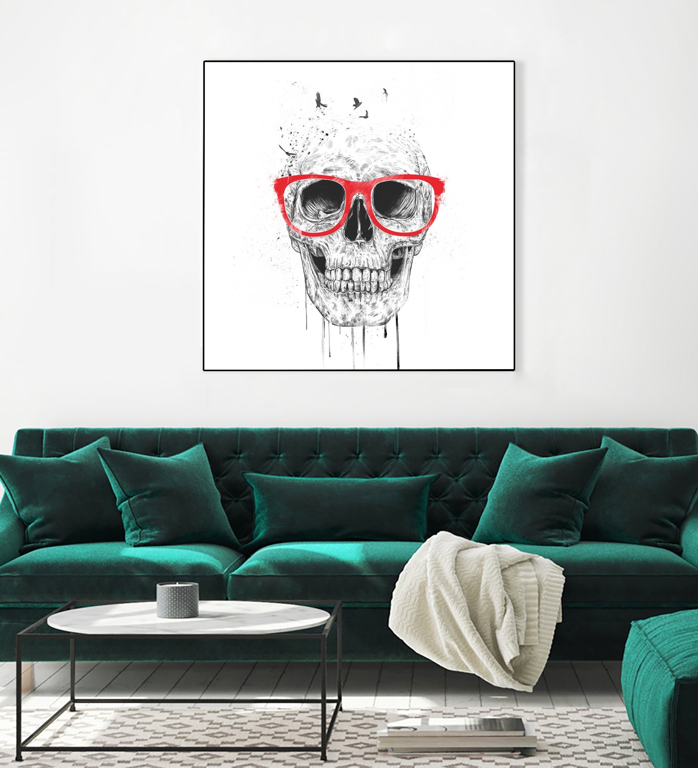 Skull with red glasses by Solti Balázs on GIANT ART - white digital painting