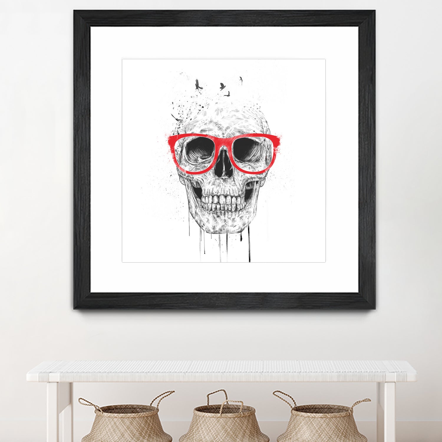 Skull with red glasses by Solti Balázs on GIANT ART - white digital painting