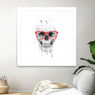 Skull with red glasses by Solti Balázs on GIANT ART - white digital painting