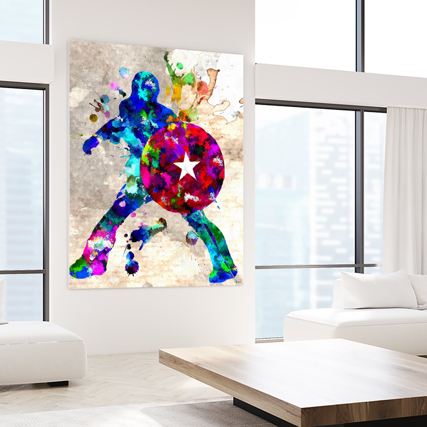 Captain America Grunge by Daniel Janda on GIANT ART - blue digital painting