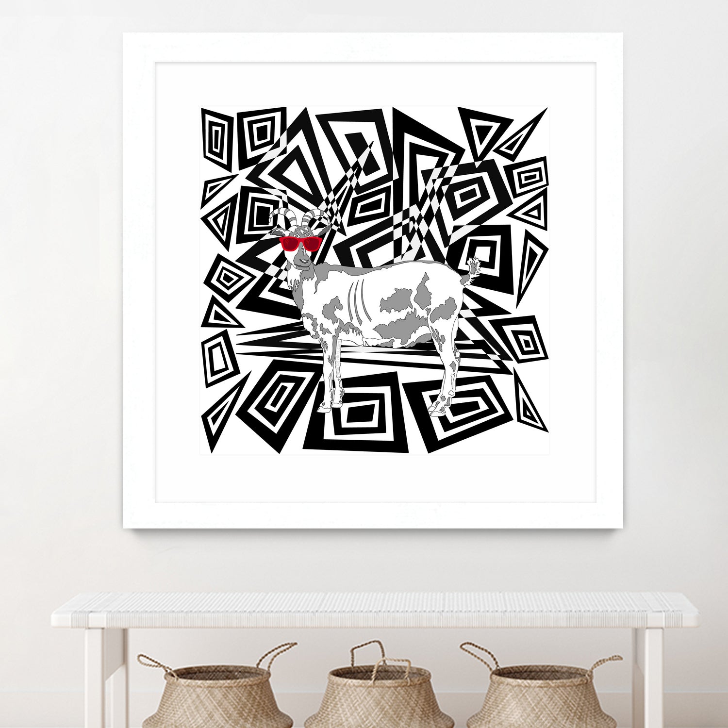 Goat In Red Sunglasses Abstract by TheArtOf Vikki on GIANT ART - black digital drawing