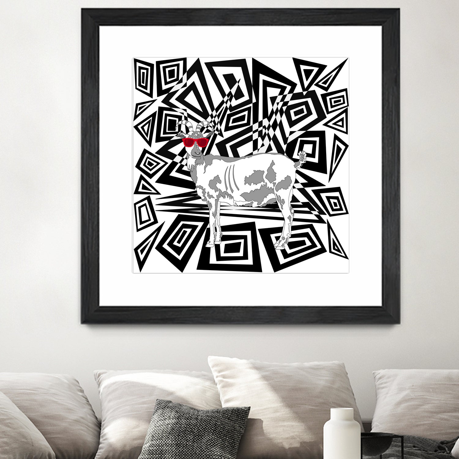 Goat In Red Sunglasses Abstract by TheArtOf Vikki on GIANT ART - black digital drawing