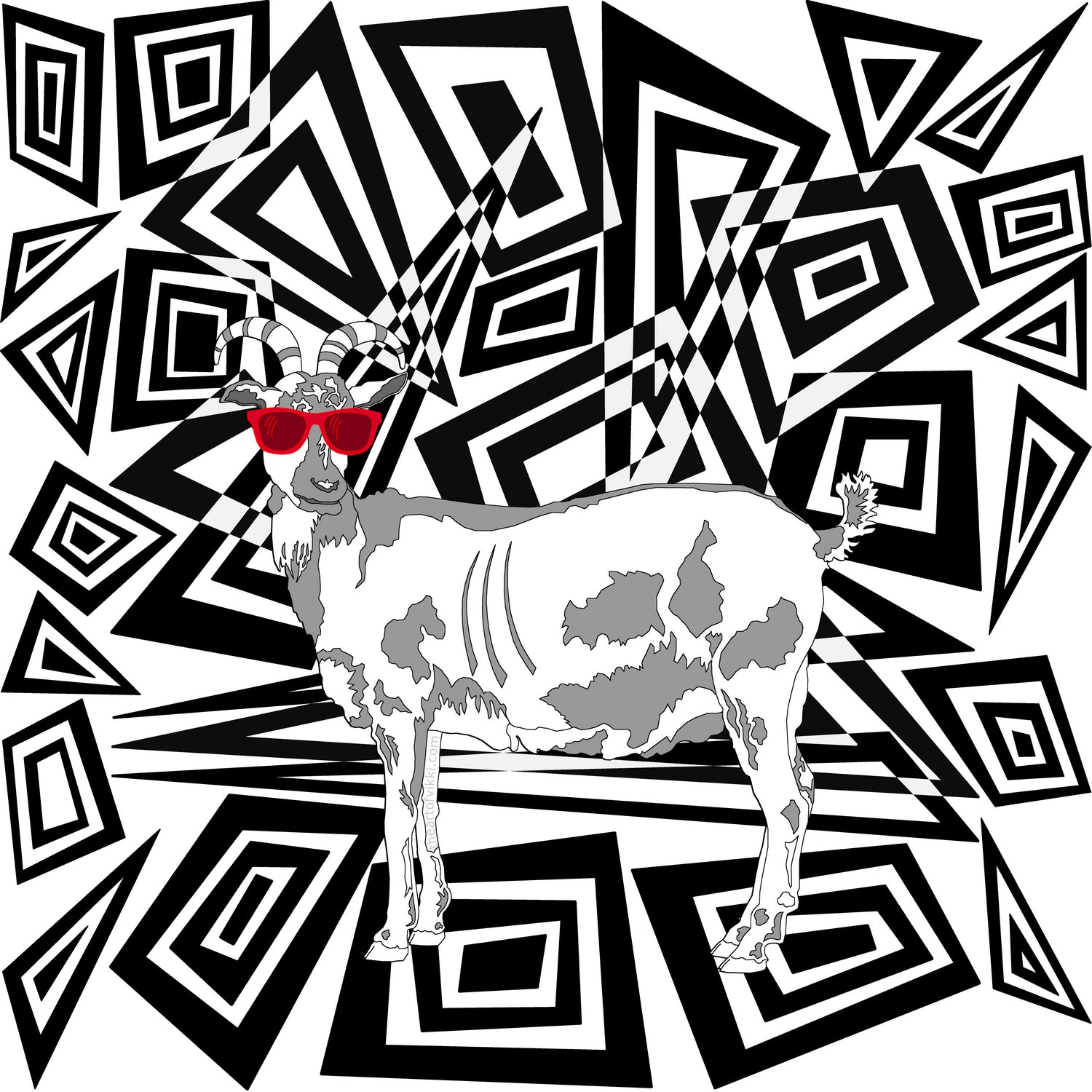 Goat In Red Sunglasses Abstract by TheArtOf Vikki on GIANT ART - black digital drawing