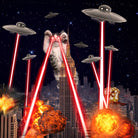 Cat Attack New York City Ufo Explosions Lasers by Damian Augustyniak on GIANT ART - black photo manipulation