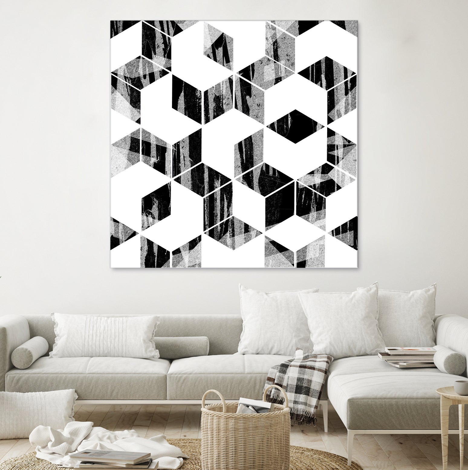 Elegant Black and White Geometric Design by Brigitte Carre on GIANT ART - black digital painting