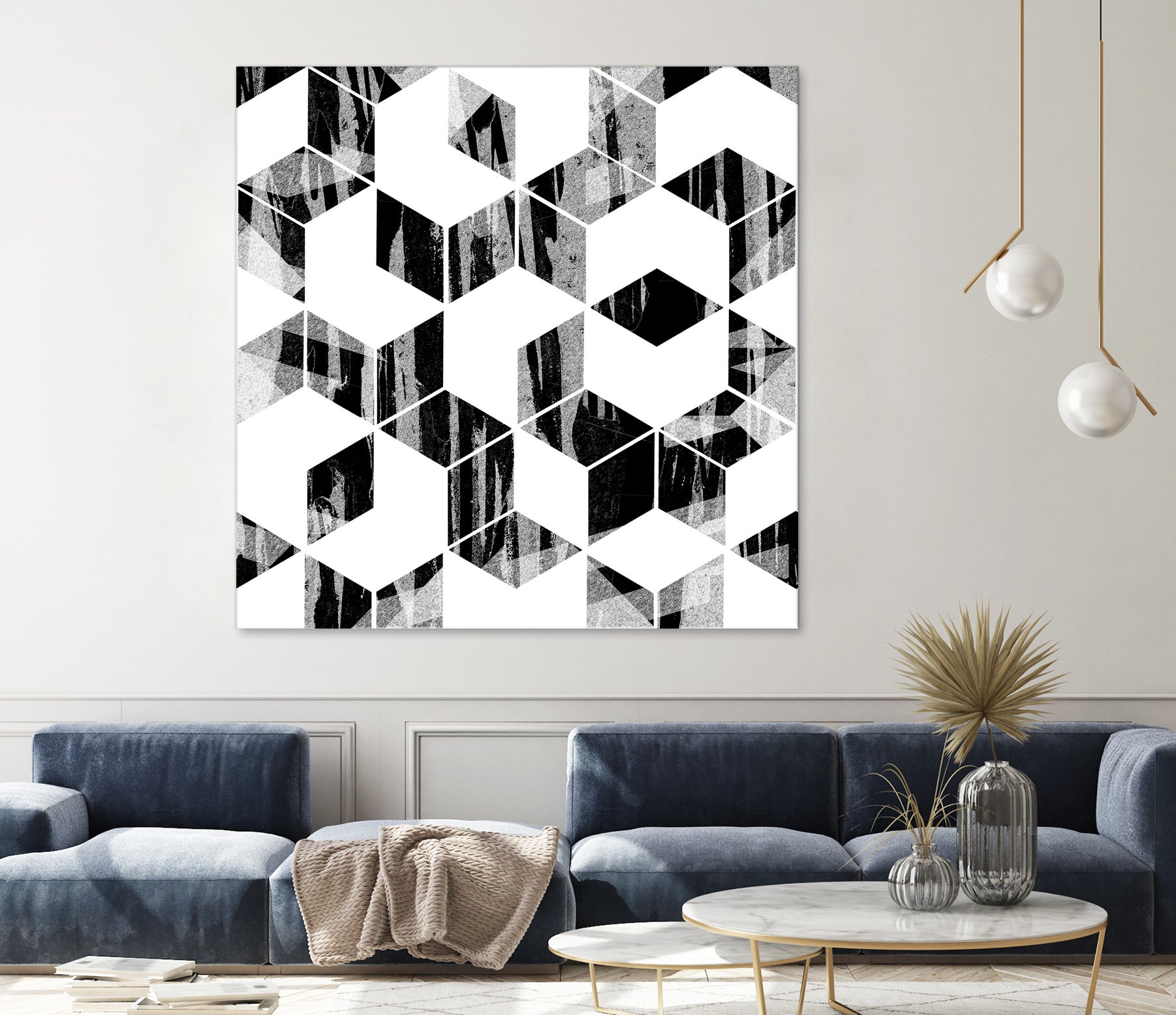 Elegant Black and White Geometric Design by Brigitte Carre on GIANT ART - black digital painting