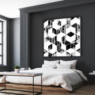 Elegant Black and White Geometric Design by Brigitte Carre on GIANT ART - black digital painting