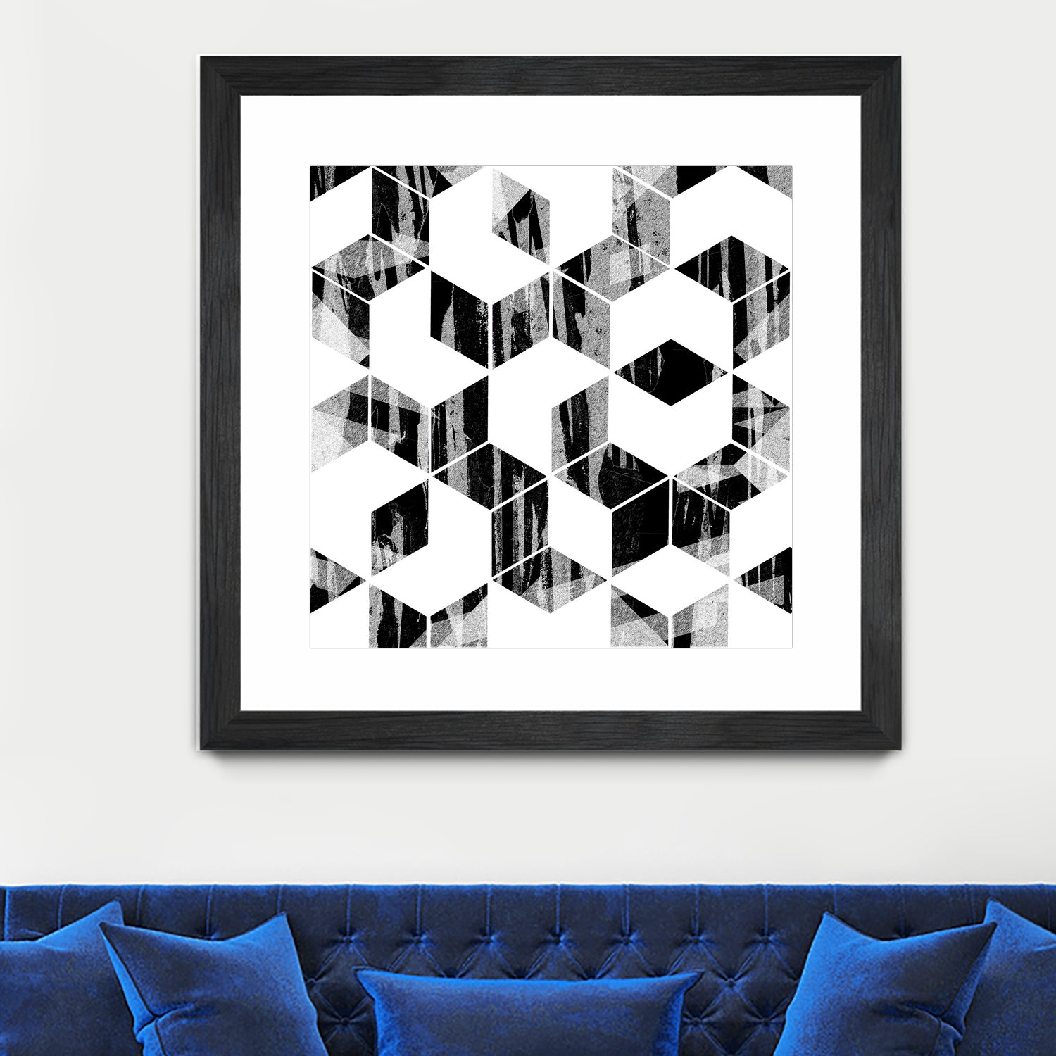 Elegant Black and White Geometric Design by Brigitte Carre on GIANT ART - black digital painting