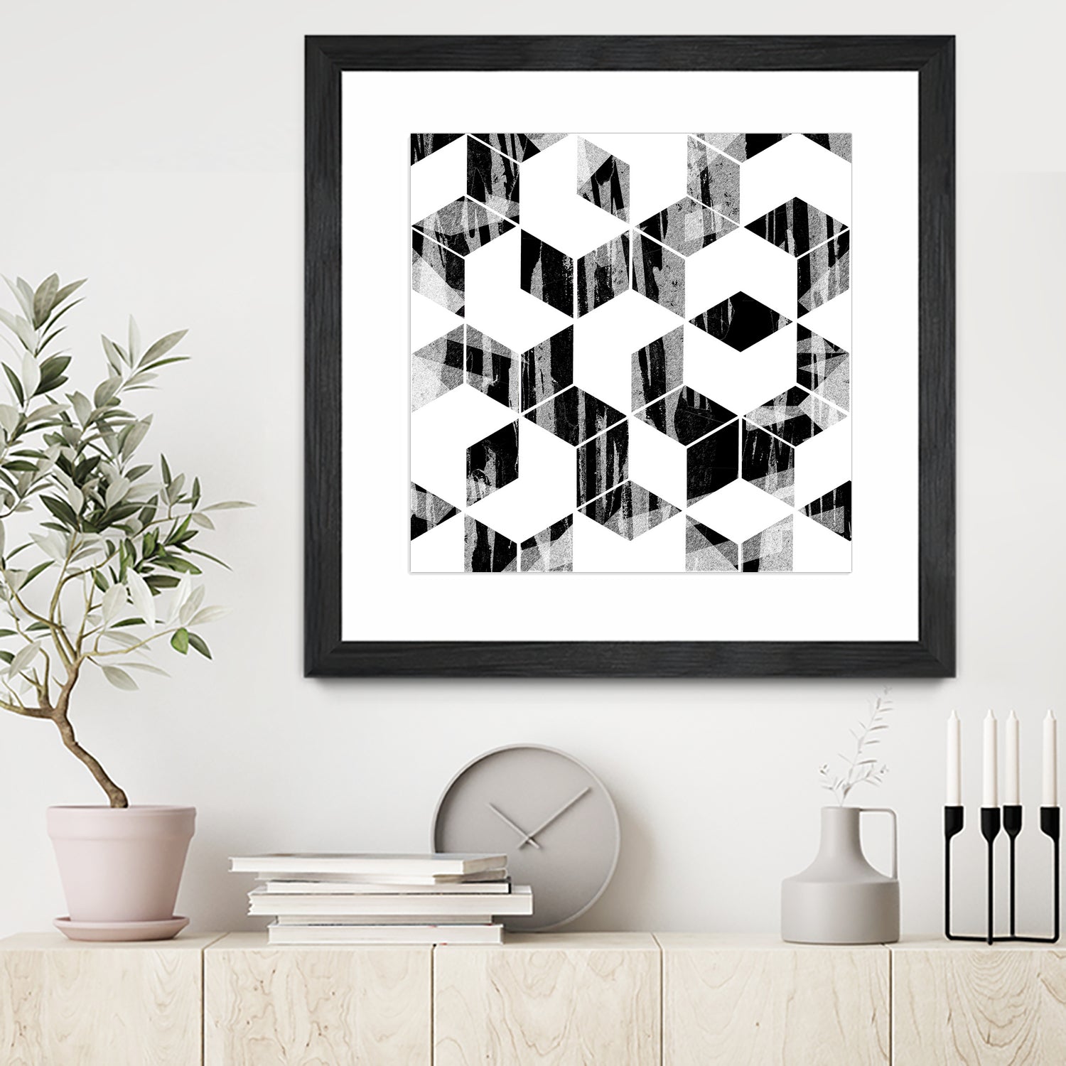 Elegant Black and White Geometric Design by Brigitte Carre on GIANT ART - black digital painting