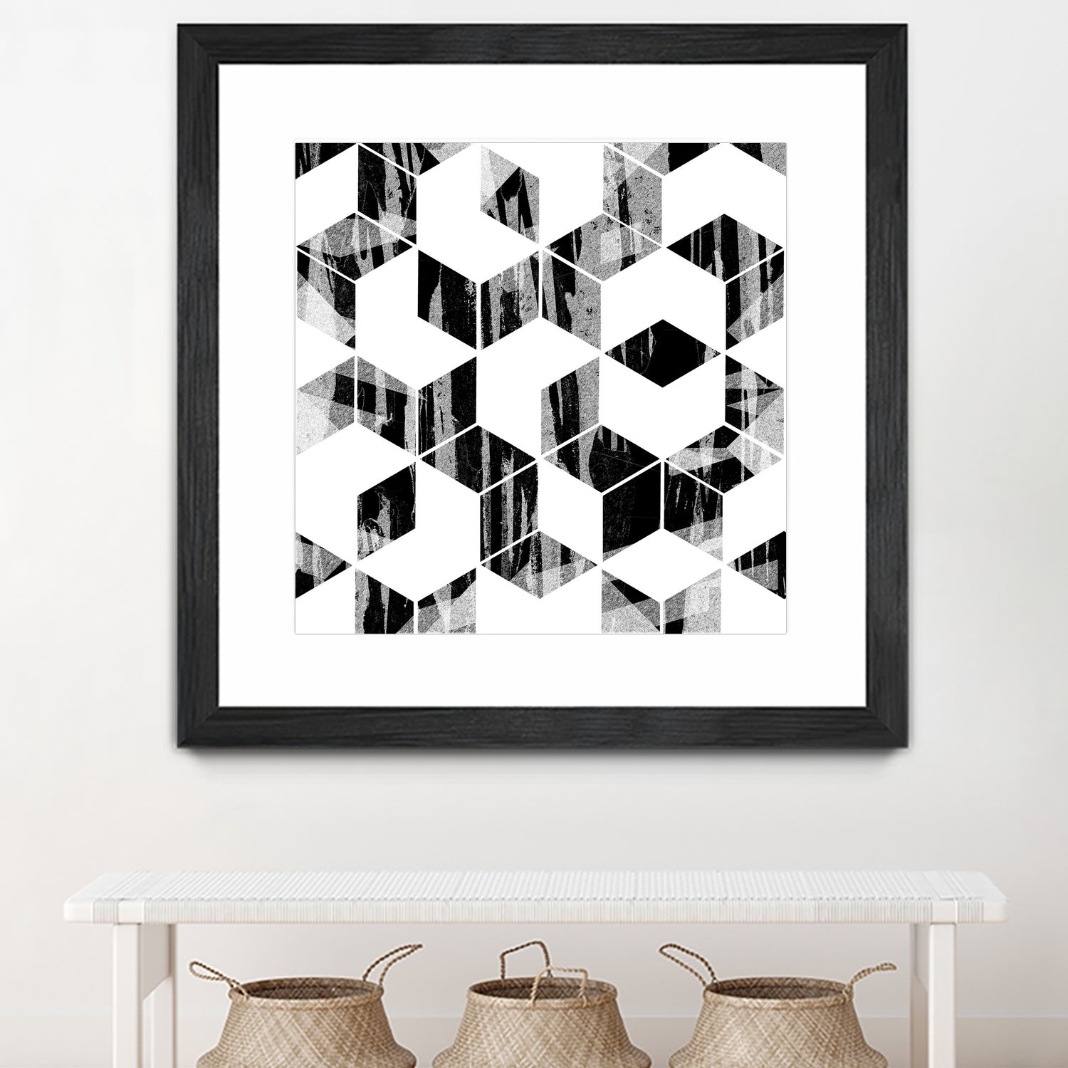 Elegant Black and White Geometric Design by Brigitte Carre on GIANT ART - black digital painting