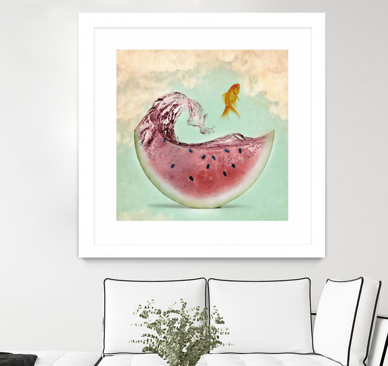 watermelon goldfish by Vin Zzep on GIANT ART - white digital painting