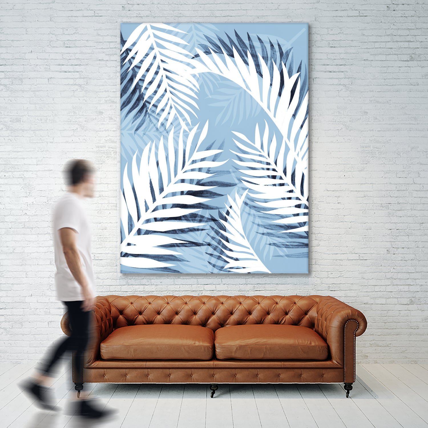 Tropical bliss - chambray blue by Gale Switzer on GIANT ART - blue digital drawing