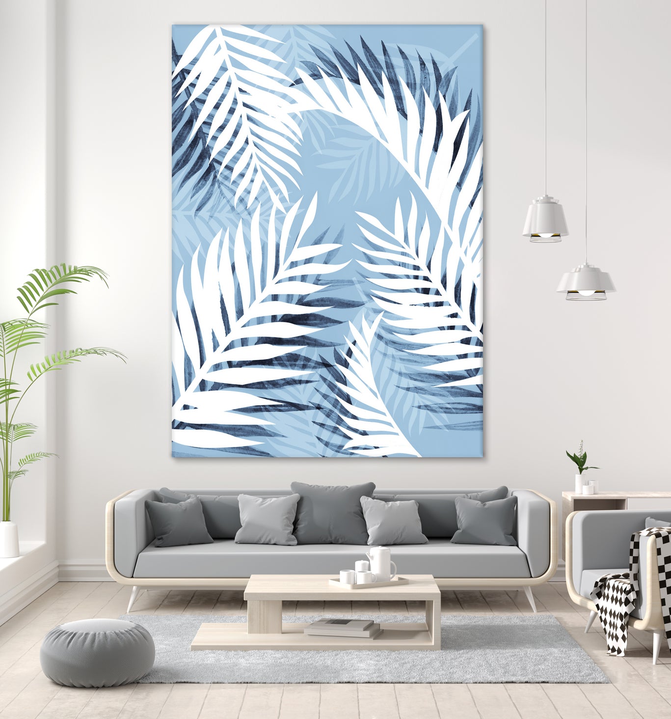 Tropical bliss - chambray blue by Gale Switzer on GIANT ART - blue digital drawing