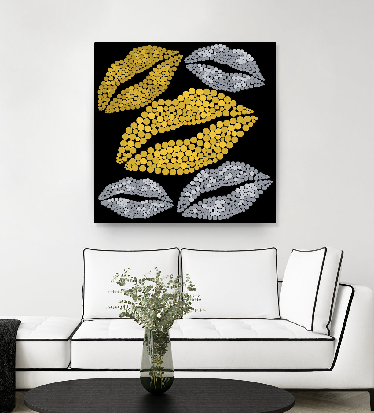 Luscious Lips In Gold And Silver by TheArtOf Vikki on GIANT ART - yellow digital painting