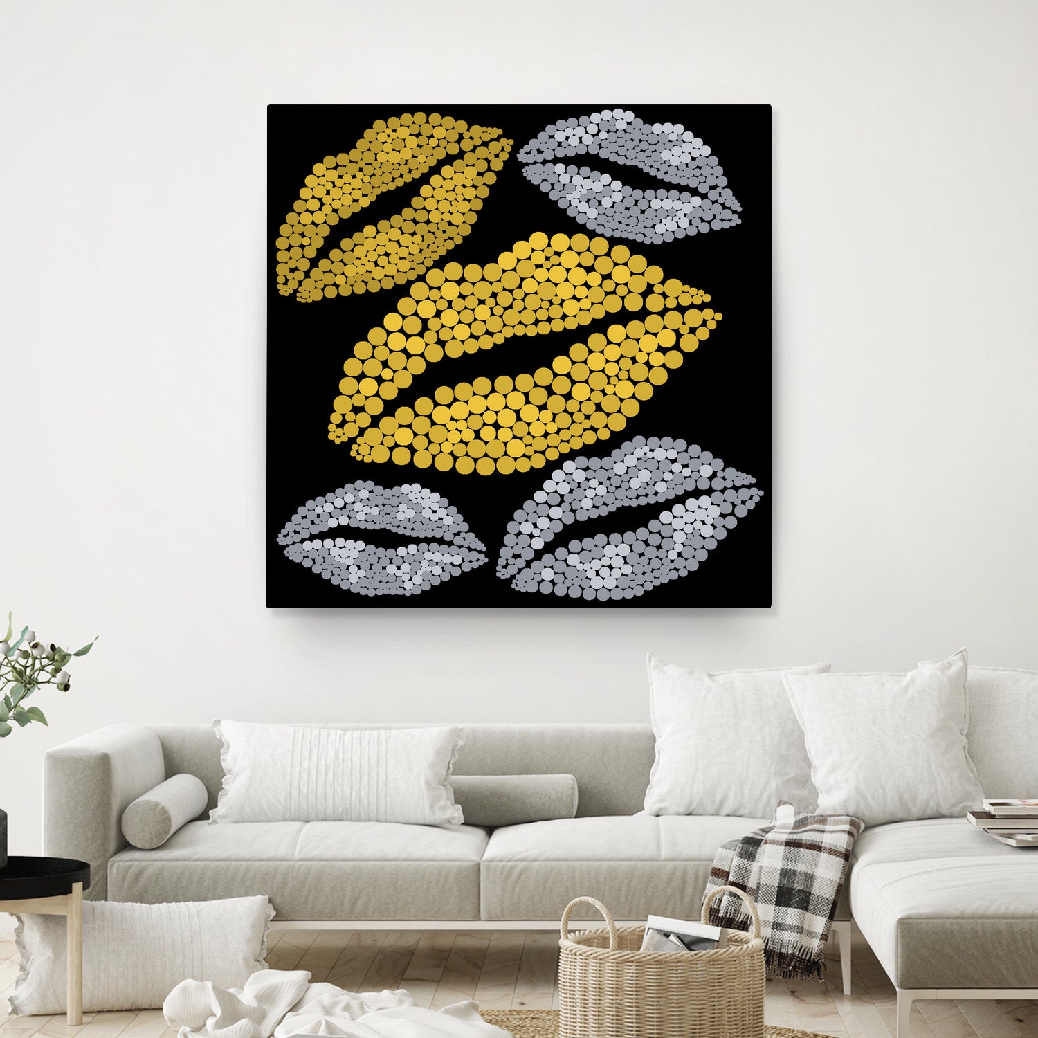 Luscious Lips In Gold And Silver by TheArtOf Vikki on GIANT ART - yellow digital painting