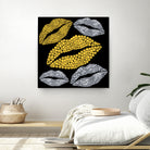 Luscious Lips In Gold And Silver by TheArtOf Vikki on GIANT ART - yellow digital painting