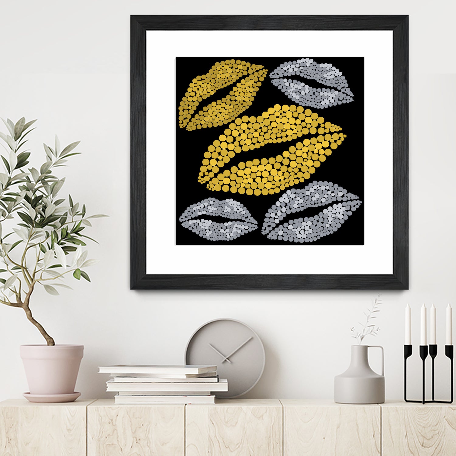 Luscious Lips In Gold And Silver by TheArtOf Vikki on GIANT ART - yellow digital painting