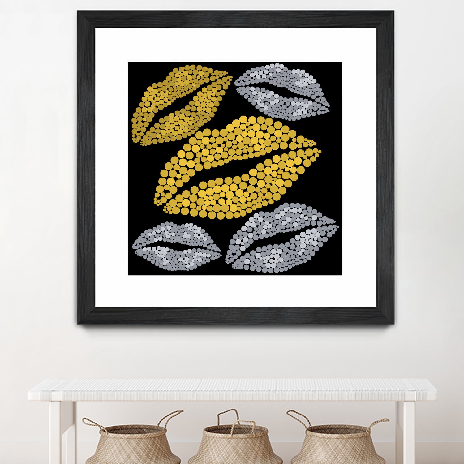 Luscious Lips In Gold And Silver by TheArtOf Vikki on GIANT ART - yellow digital painting