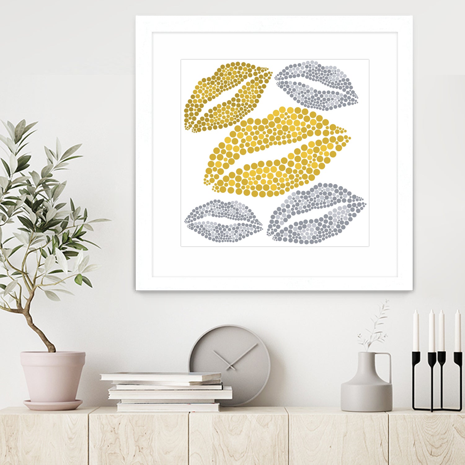 Luscious Lips In Gold And Silver by TheArtOf Vikki on GIANT ART - yellow digital painting