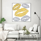 Luscious Lips In Gold And Silver by TheArtOf Vikki on GIANT ART - yellow digital painting