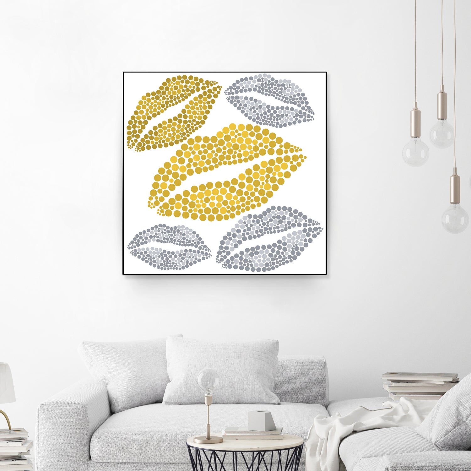 Luscious Lips In Gold And Silver by TheArtOf Vikki on GIANT ART - yellow digital painting