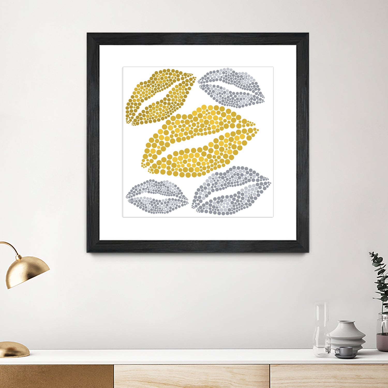 Luscious Lips In Gold And Silver by TheArtOf Vikki on GIANT ART - yellow digital painting