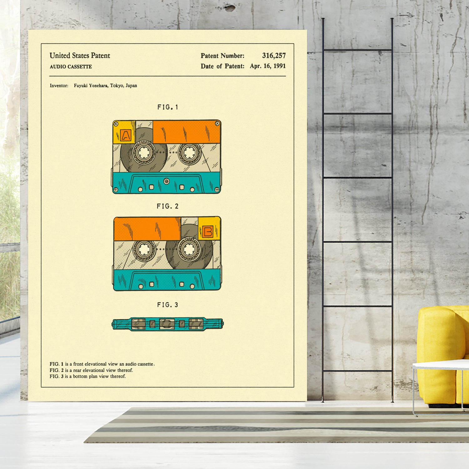 Cassette Patent - 1991 by Jazzberry Blue on GIANT ART - orange digital drawing