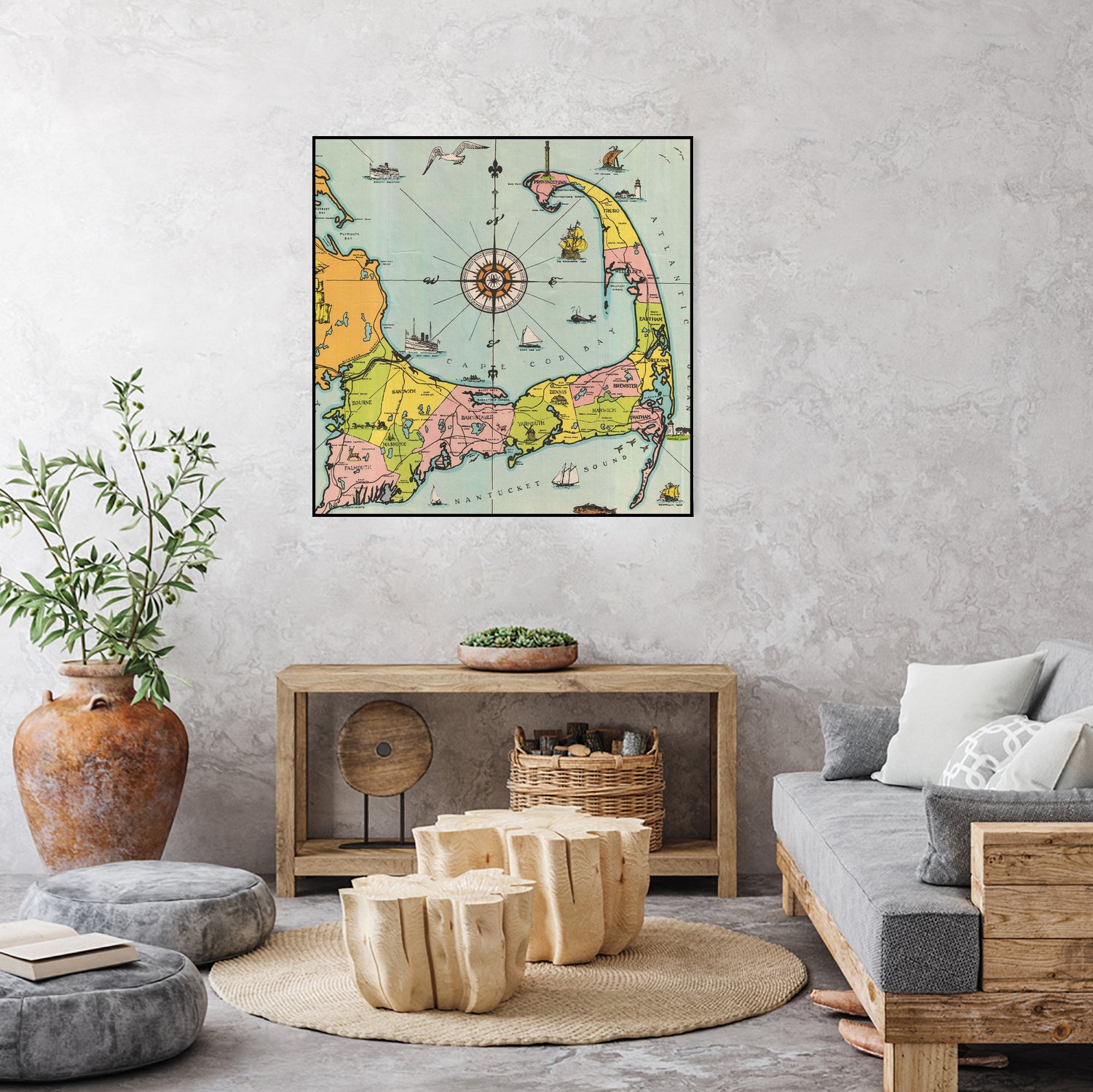 Vintage Map of Cape Cod by Adam Shaw on GIANT ART - white photo illustration