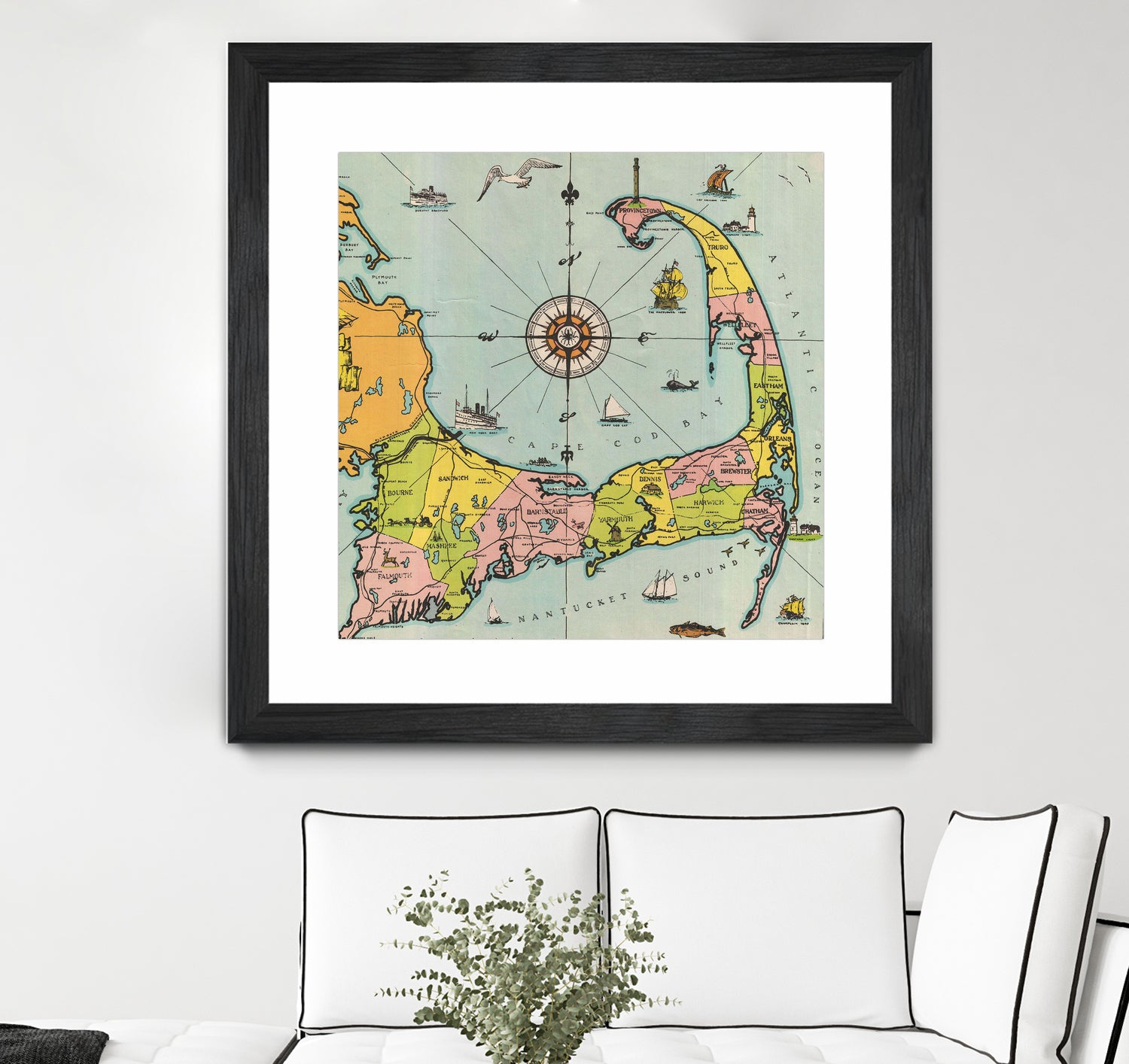 Vintage Map of Cape Cod by Adam Shaw on GIANT ART - white photo illustration