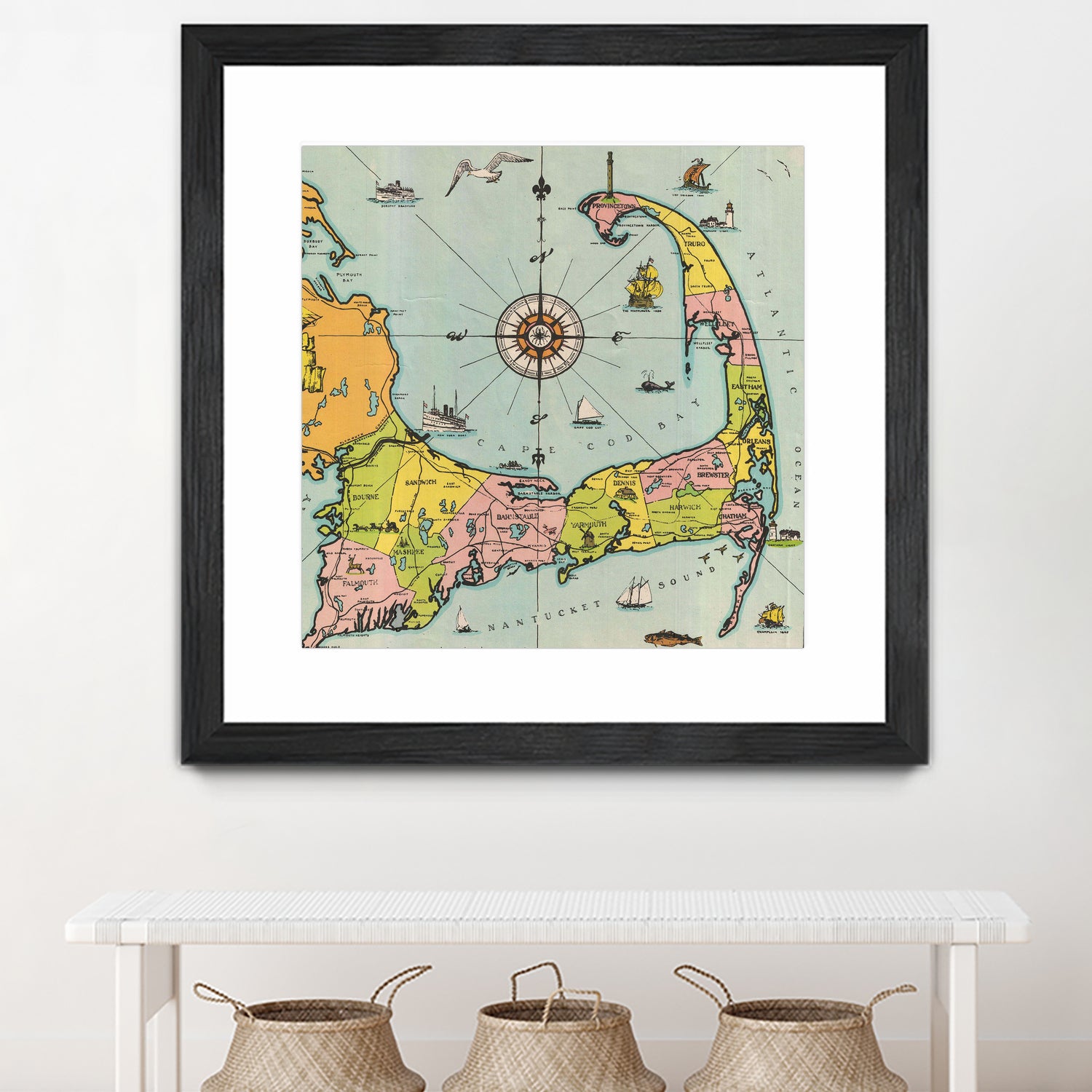 Vintage Map of Cape Cod by Adam Shaw on GIANT ART - white photo illustration