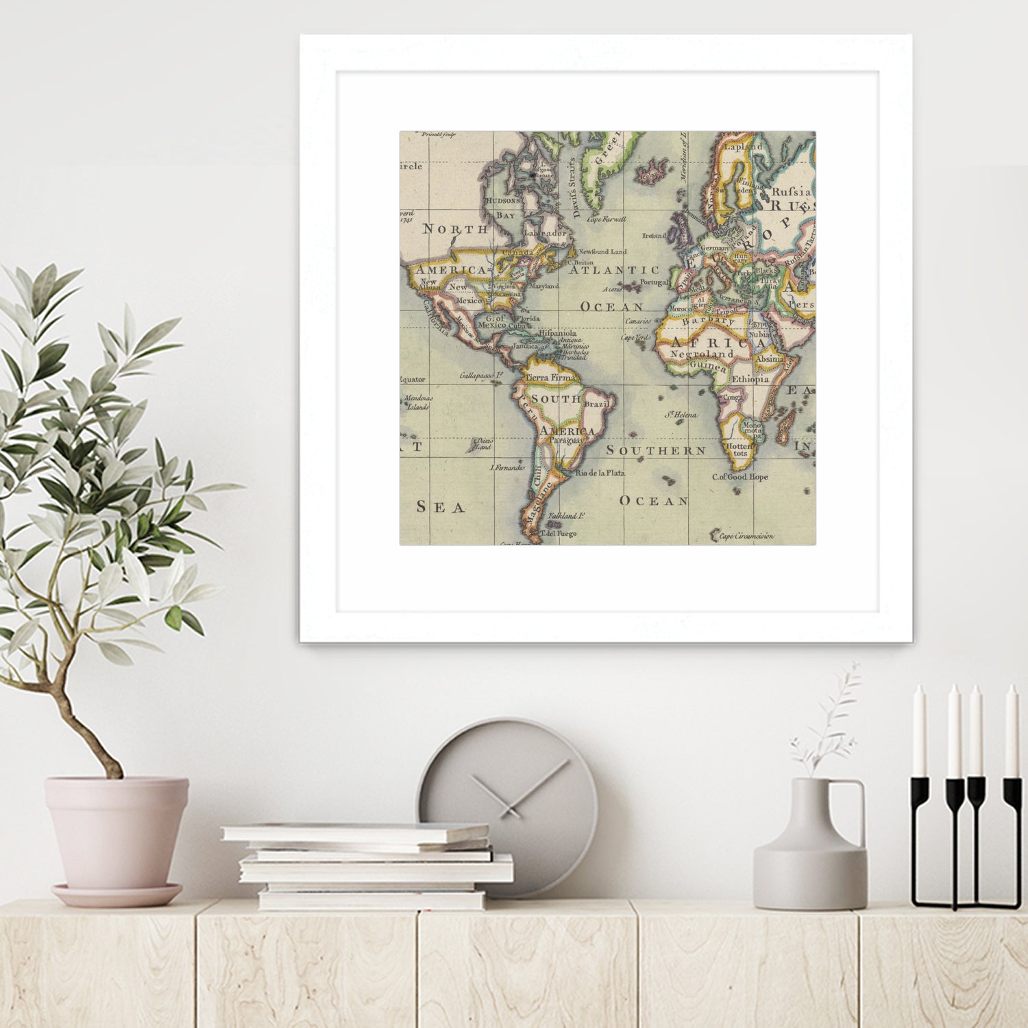 Vintage Map of The World (1766) by Adam Shaw on GIANT ART - white photo illustration