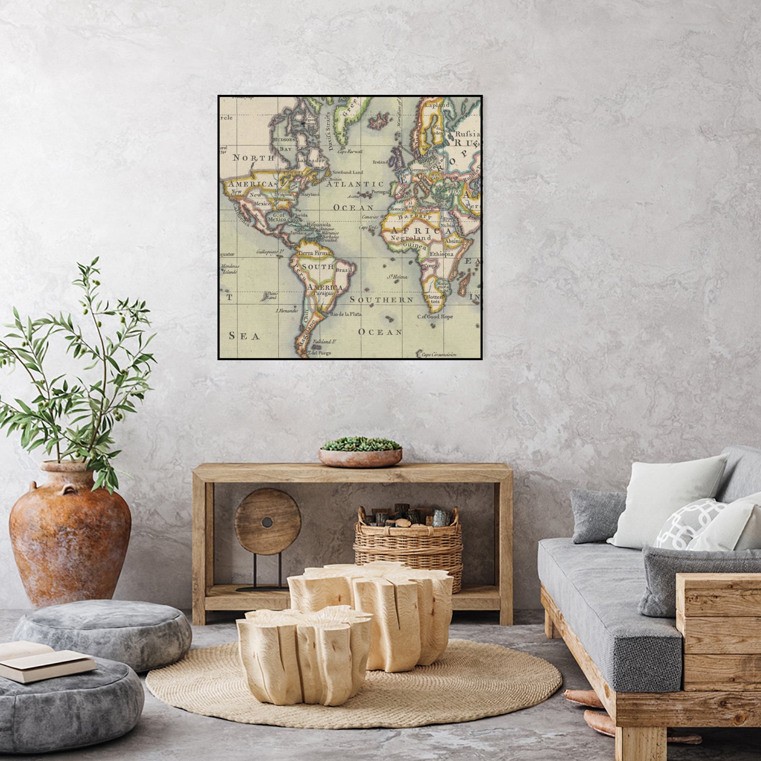 Vintage Map of The World (1766) by Adam Shaw on GIANT ART - white photo illustration