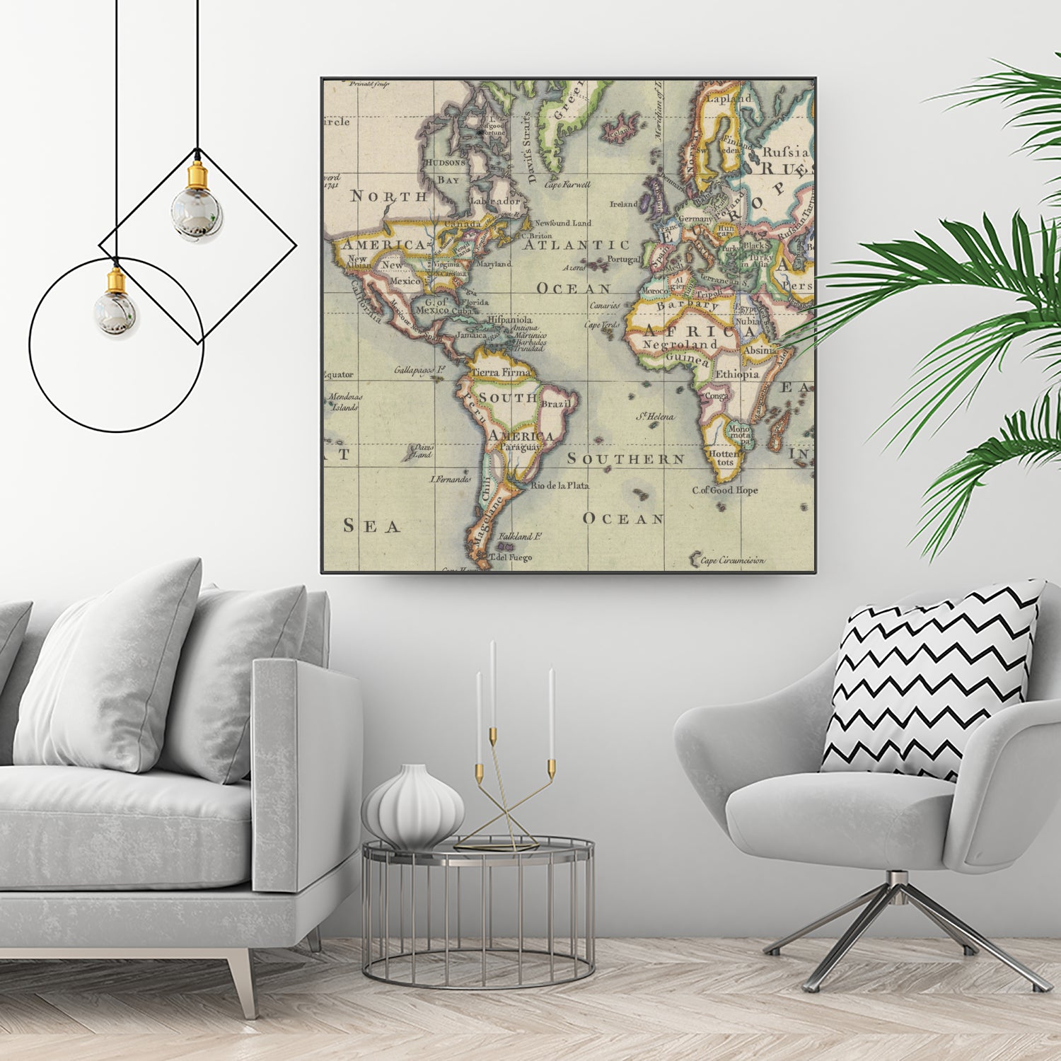 Vintage Map of The World (1766) by Adam Shaw on GIANT ART - white photo illustration