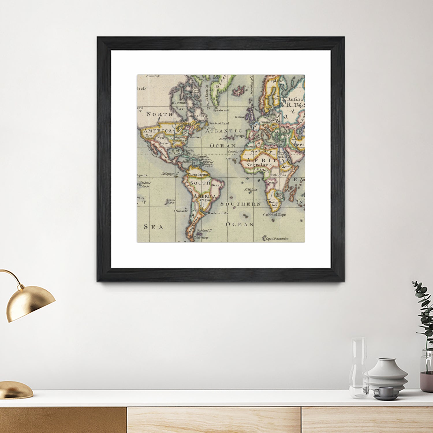 Vintage Map of The World (1766) by Adam Shaw on GIANT ART - white photo illustration