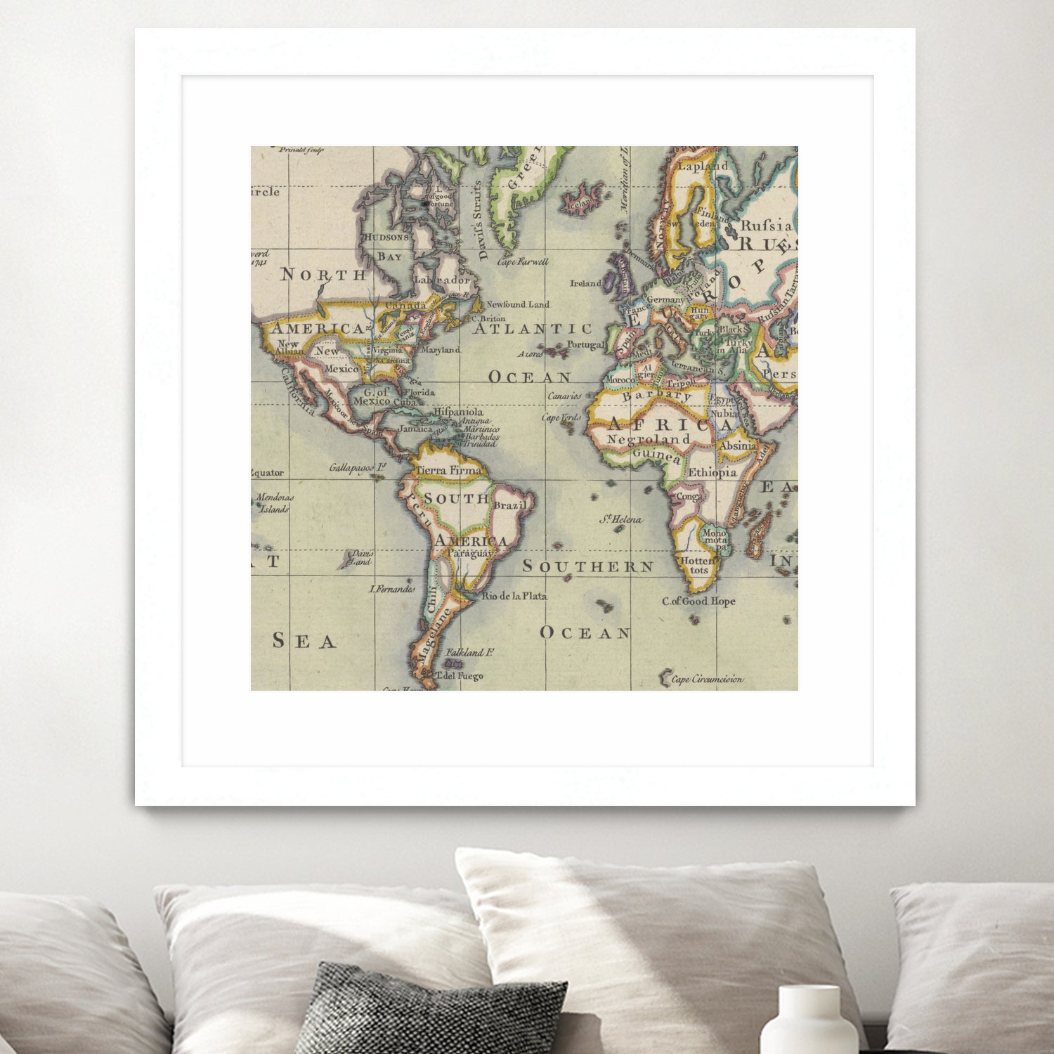 Vintage Map of The World (1766) by Adam Shaw on GIANT ART - white photo illustration