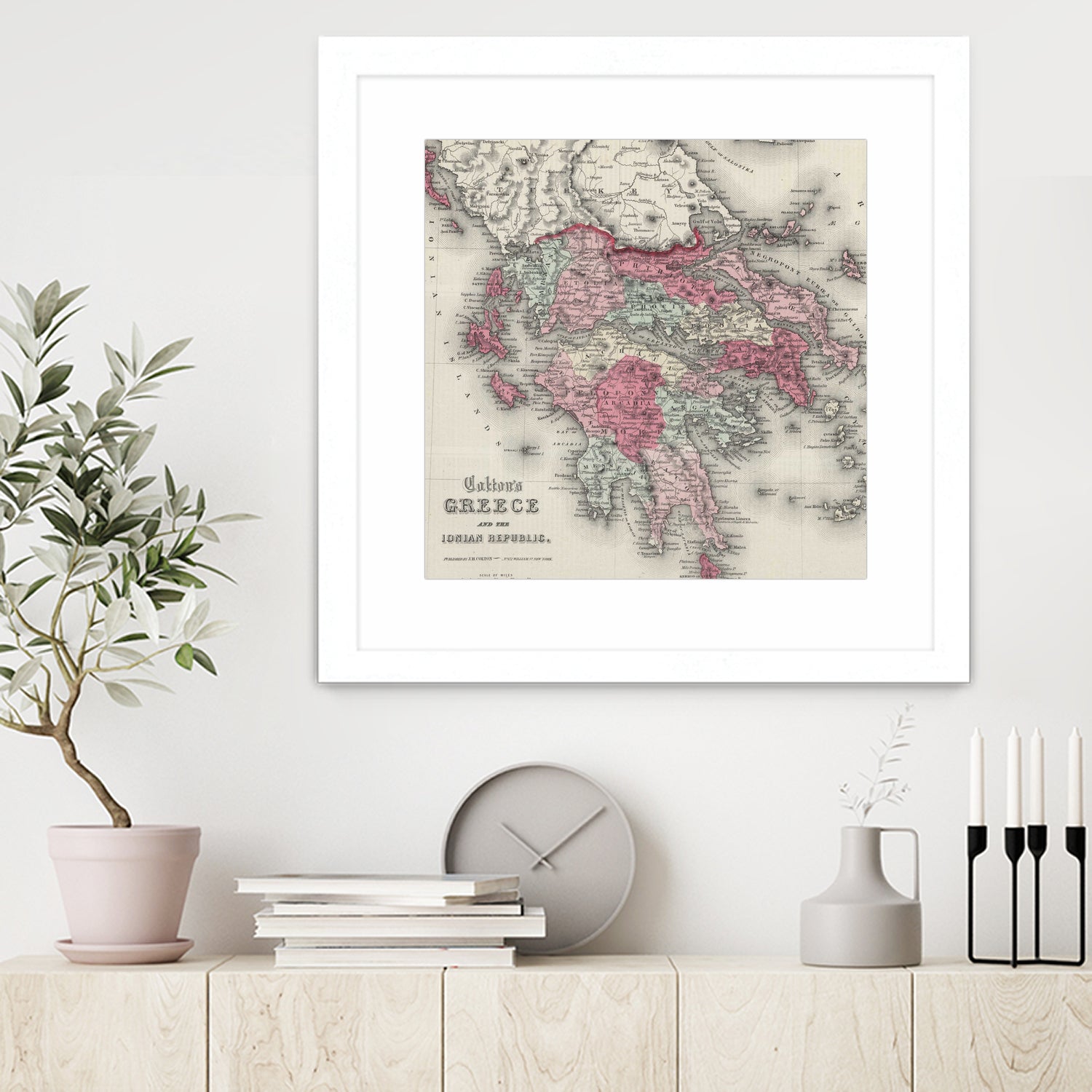 Vintage Map of Greece (1865) by Adam Shaw on GIANT ART - white photo illustration