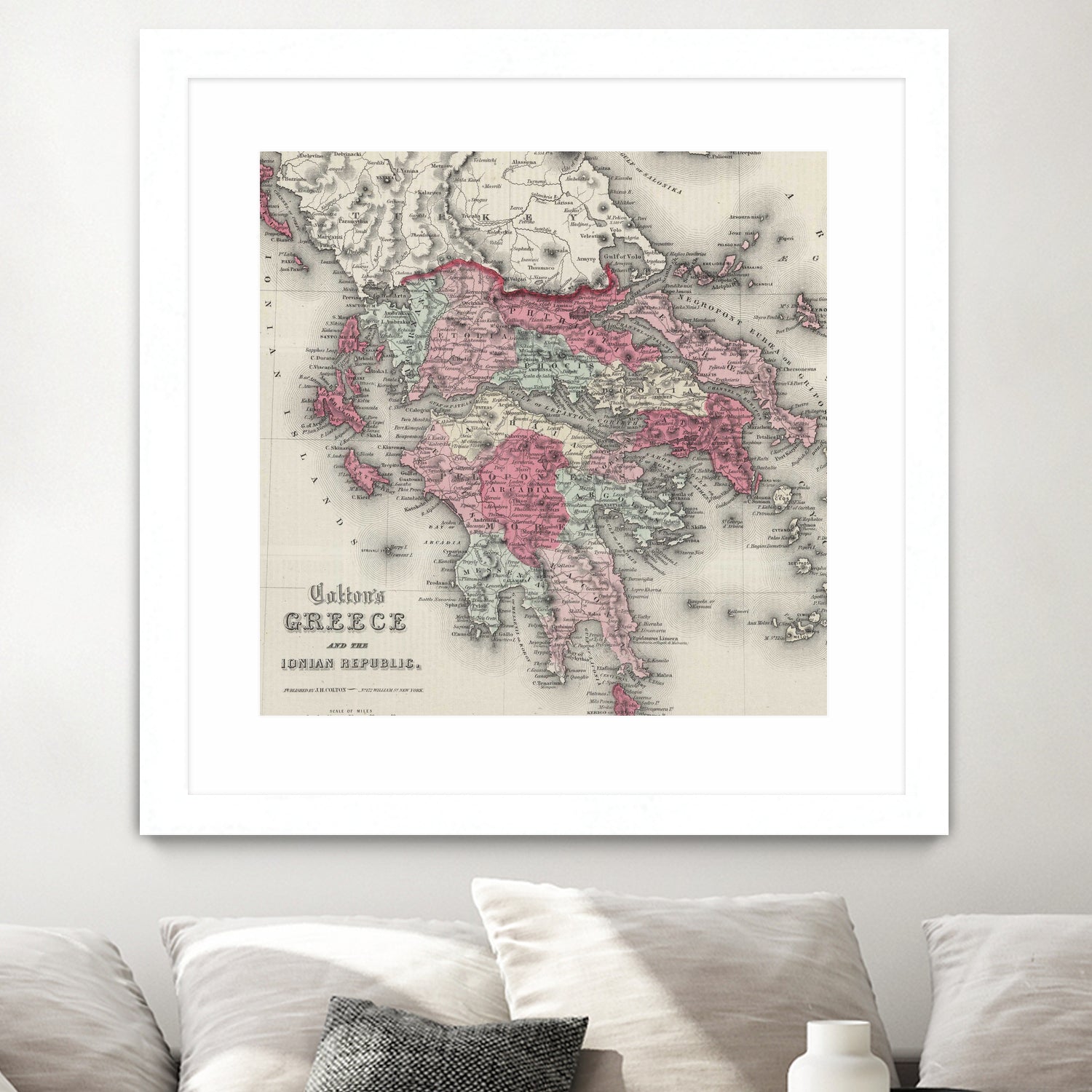 Vintage Map of Greece (1865) by Adam Shaw on GIANT ART - white photo illustration