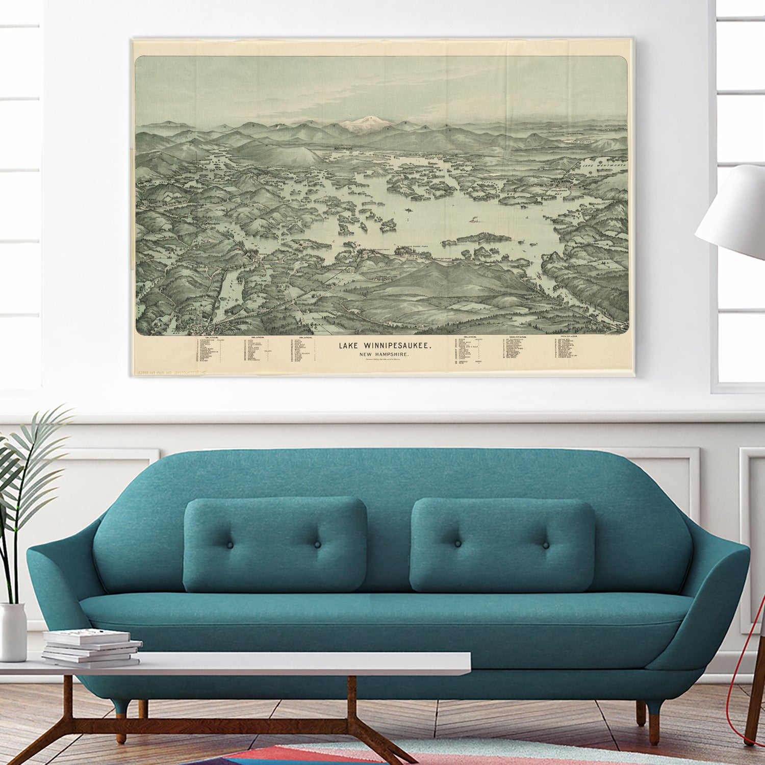 Vintage Map of Lake Winnipesaukee (1903) by Adam Shaw on GIANT ART - white photo illustration